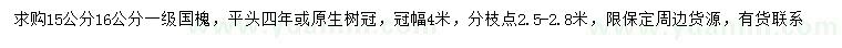 求購15、16公分國槐