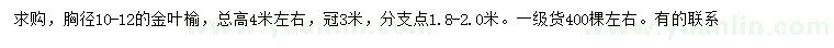求購胸徑10-12公分金葉榆