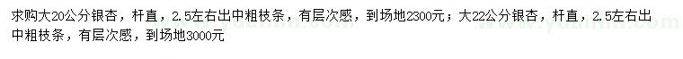 求購(gòu)20、22公分銀杏