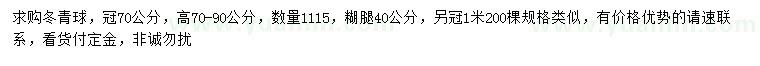 求購(gòu)冠幅0.7、1米冬青球