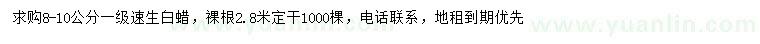 求購8-10公分速生白蠟