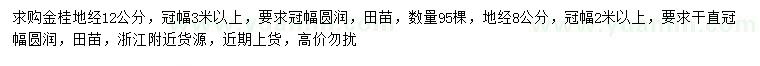 求購地徑8、12公分金桂