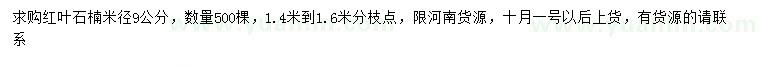 求購米徑9公分紅葉石楠