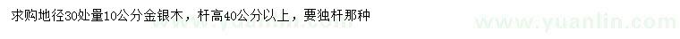 求購(gòu)地徑30處量10公分金銀木