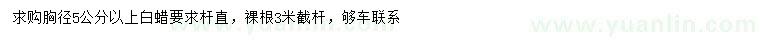 求購胸徑5公分以上白蠟