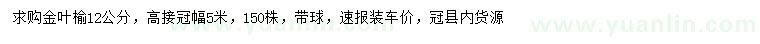 求購(gòu)12公分金葉榆