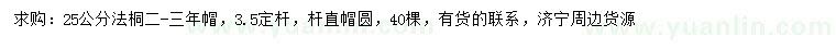 求購25公分法桐
