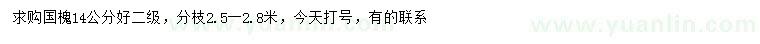 求購(gòu)14公分國(guó)槐