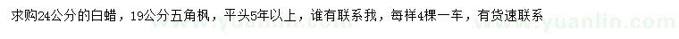 求購24公分白蠟、19公分五角楓