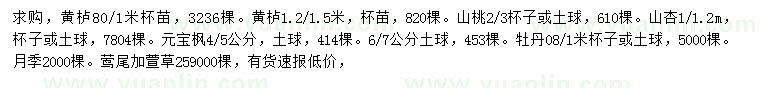 求購黃櫨、山桃、山杏等