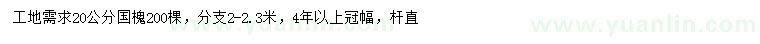 求購(gòu)20公分國(guó)槐