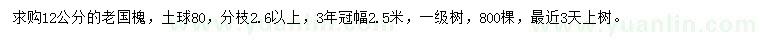 求購12公分老國槐