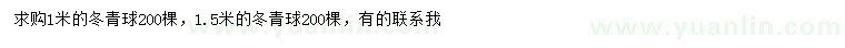 求購1、1.5米冬青球