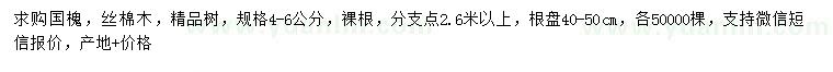 求購4-6公分國槐、絲棉木