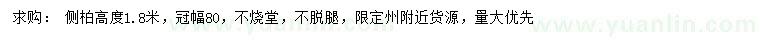 求購(gòu)高1.8米側(cè)柏
