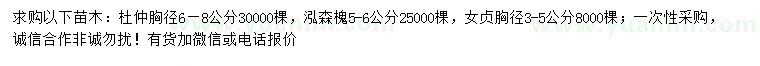 求購(gòu)杜仲、泓森槐、女貞