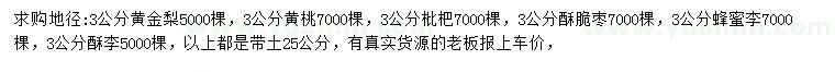 求購黃金梨、黃桃、枇杷等