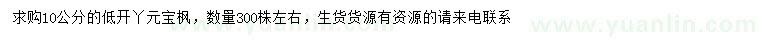 求購元寶楓
