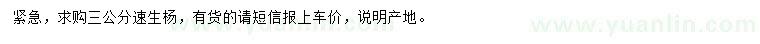 求購胸徑3公分速生楊