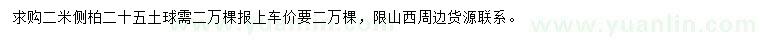 求購高2米側柏