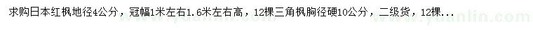 求購地徑4公分日本紅楓