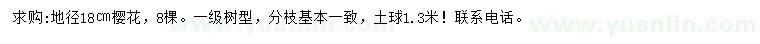求購地徑18公分櫻花