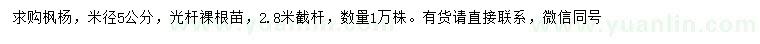 求購米徑5公分楓楊