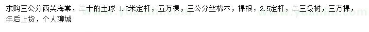 求購3公分西芙海棠