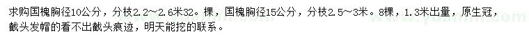 求購10、15公分國槐