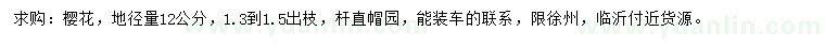 求購地徑量12公分櫻花