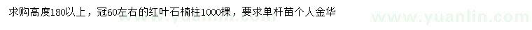 求購高度180公分以上紅葉石楠柱