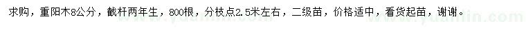 求購8公分重陽木