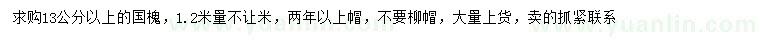求購13公分以上國槐