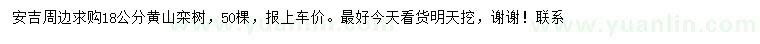 求購18公分黃山欒樹