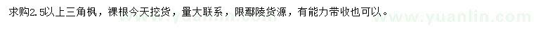 求購(gòu)2.5米以上三角楓