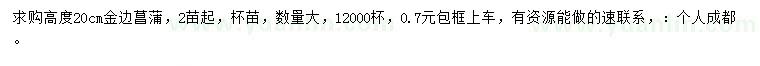 求購(gòu)高20公分金邊菖蒲