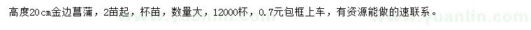 求購高度20公分金邊菖蒲