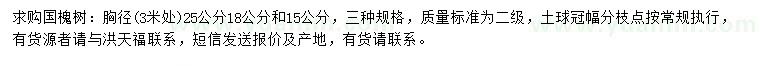 求購胸徑3米量15、18、25公分國槐