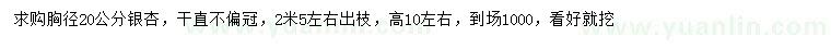 求購胸徑20公分銀杏