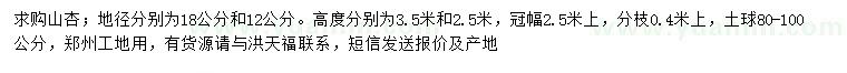 求購地徑12、18公分山杏