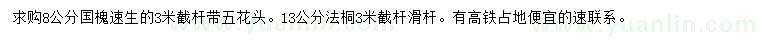 求購8公分國槐、13公分法桐