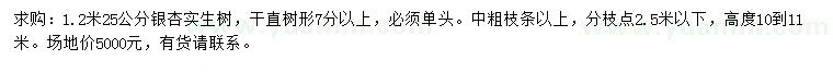 求購(gòu)25公分銀杏