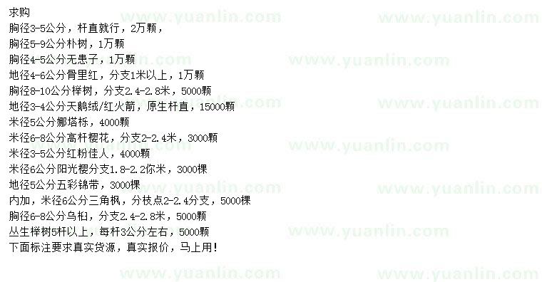 求購(gòu)樸樹、無(wú)患子、骨里紅等
