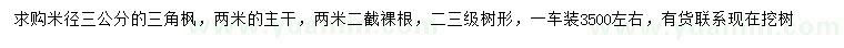 求購米徑3公分三角楓