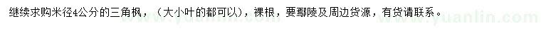求購米徑4公分三角楓