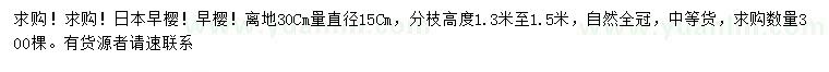 求購30量15公分日本早櫻