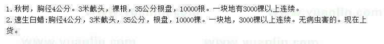 求購胸徑4公分楸樹、速生白蠟