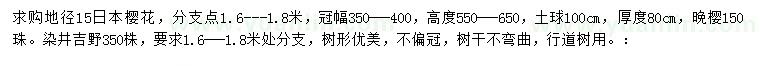 求購日本櫻花、晚櫻、染井吉野櫻