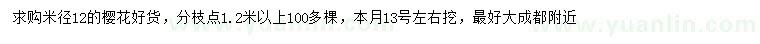 求購(gòu)米徑12公分櫻花