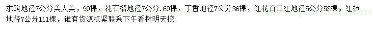 求購美人美、花石榴、丁香等